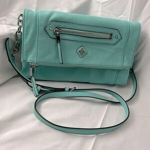 Simply Vera Wang Teal Leather Purse Shoulder Bag CrossBody Tote